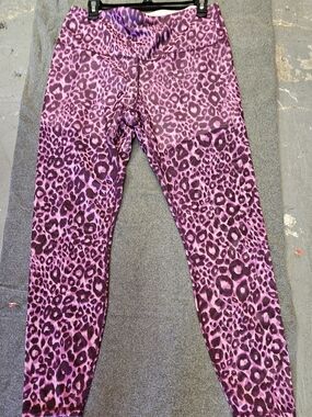 Fabletics Purple Leopard-Print Girls' Leggings